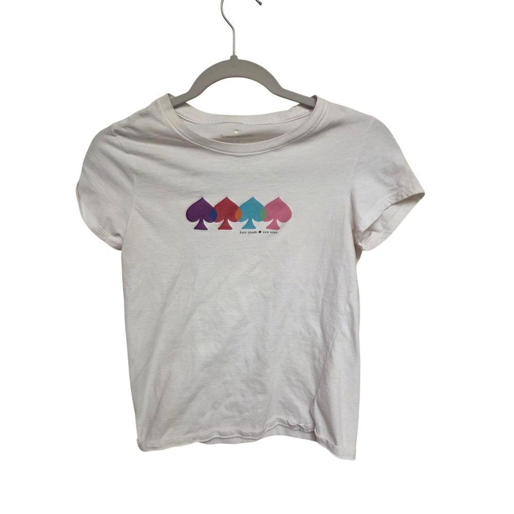 Kate‎ Spade New York White Colorful Spade Logo Short Sleeve Tee T-Shirt